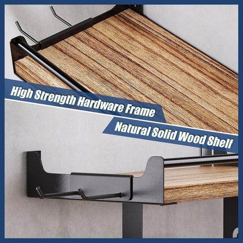 4 Garage Paper Towel Holder Wall Mount, Wooden Paper Towel Holder with Shelf for Kitchen Garage Quick Clean Station