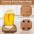 Set 6 Cute Rustic Farmhouse Wooden Cup Coaster of Cool Bar Drink Coasters with Holder Acacia Wood Coasters for Coffee