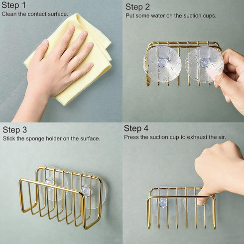Kitchen Sink Suction Holder for Sponges,Soap,sink strainer, sink stopper.Food Graded Stainless Steel,No Drilling,Wall