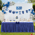 156inch 8ft(Cover 13ft Royal Blue Polyester Table Skirts for Rectangle Tables Front&Both Sides), Wrinkle Free Pleats