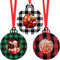 Jetec 12 Pcs Christmas Ball Picture Ornament Bulk – Wooden Photo Frame Ornaments Plaid Hanging Decorations for