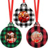 Jetec 12 Pcs Christmas Ball Picture Ornament Bulk – Wooden Photo Frame Ornaments Plaid Hanging Decorations for