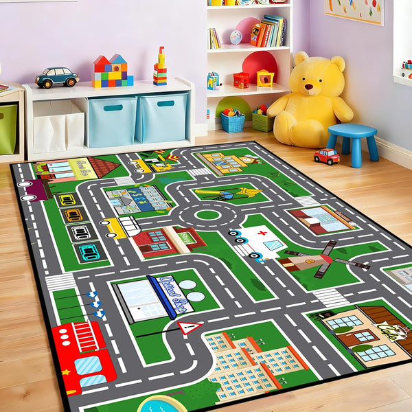 Car Rugs for Kids Toy Car Road Rug for Playroom, Car Traffic