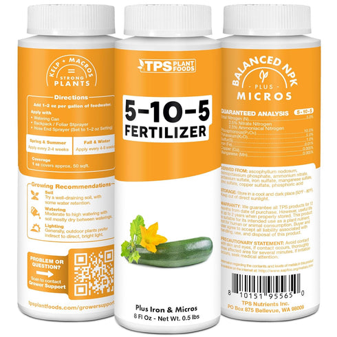 5-10-5 8oz (250ml) Fertilizer for Plants, Great for Root Vegetables, Fruiting Vegetables, and Flowers, Plant Fertilizer