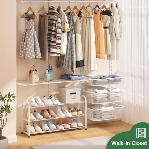 kiplant Closet, 3-Tier Closet Shoe Rack for Expandable Shoe Rack Metal Organizer, Heavy Duty Shoe Storage Shelf