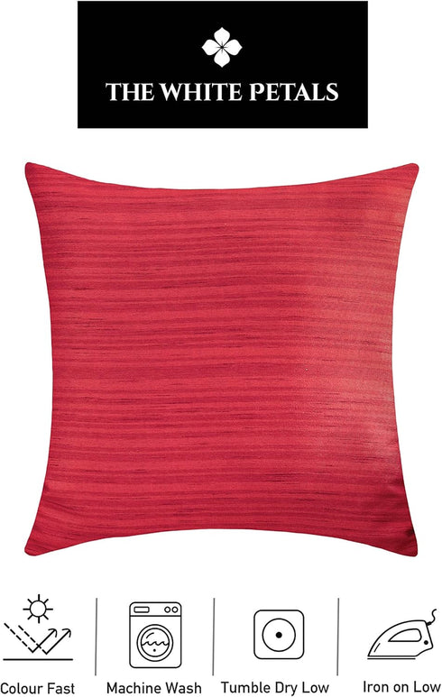 The White Petals Christmas Red Euro Pillow Covers, Faux Silk, 26x26 inch, Pack of 2
