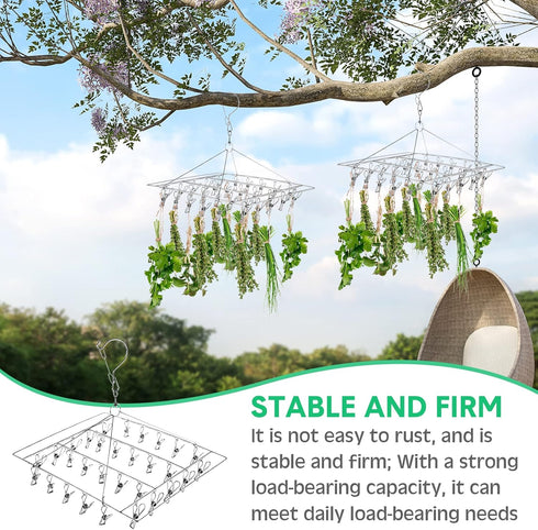 4 Bokon Pcs Hanging Drying Rack for Herb Macrame Flower with Stainless Clip Dryer Hook for Drying Herb Air Plants