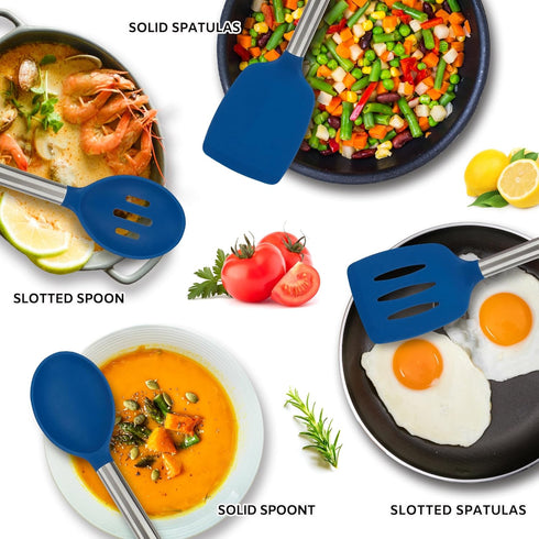 Kitchen Utensils Set of 4 Pack, Silicone Cooking Utensils for Nonstick Cookware, Perfect for Baking, Mixing, BPA Free