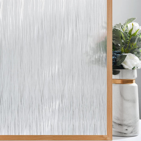 VELIMAX Frosted Window Privacy Film Non-Adhesive Cling for Home - Clear Water Opaque Window Covering (17.7x78.7 inches)