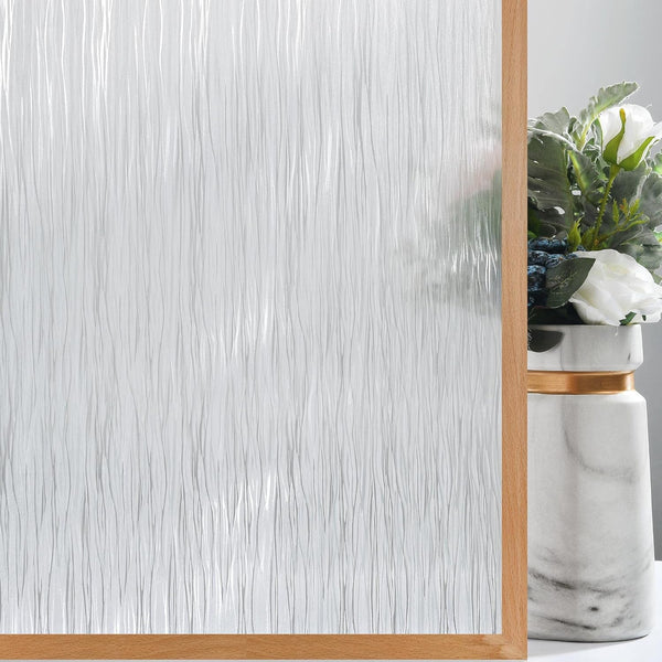 VELIMAX Frosted Window Privacy Film Non-Adhesive Cling for Home - Clear Water Opaque Window Covering (17.7x78.7 inches)