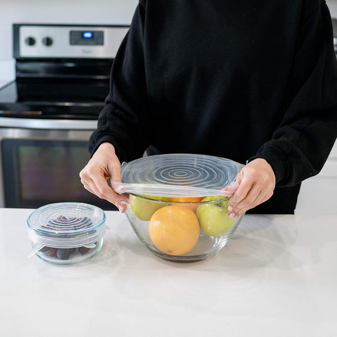 Modfamily Silicone Stretch Lids (7 Pack) - Reusable, Durable & Expandable for Many Container Sizes, Dishwasher Safe