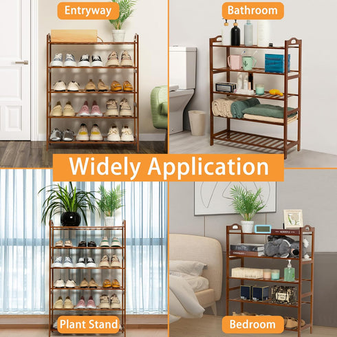 RMXANL 3 Closet, Tier Bamboo Shoe Rack, Shoe Shelf Shoes Rack Shoe Organizer for Entryway, Bedroom, Living Room, Front
