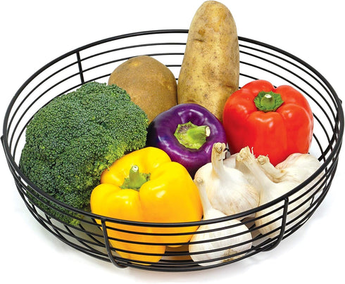 CAXXA Countertop Fruit Bowl, Wire Basket for Fruits, Breads, Vegetables, Snacks, BLACK