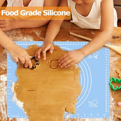 Silicone Pastry Mat for Baking, Dough Rolling Mat Non Stick Dough Mat with Measurement Baking Mat, Kitchen Counter Mat for Pie, Crust, Pizza, Cookies (11.81 * 15.74 Inch - Blue) by XoYoZo