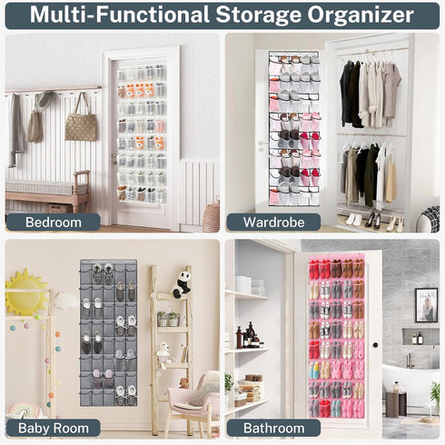 Hualleko 40-Pocket Over the Door Shoe Organizer - Large Mesh Pocket Hanging Shoe Organizer,Behind the Door Shoes