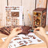 3D MiniCity Book Nook Kit, DIY Miniature Dollhouse Booknook Kit, Wooden Puzzle Bookend Bookshelf Insert Decor with LED
