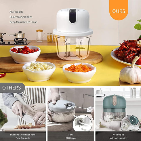 350ML Electric Garlic Chopper, Portable Veggie Chopper,Garlic Grinder Masher Onion Chopper, Blender to Vegetable