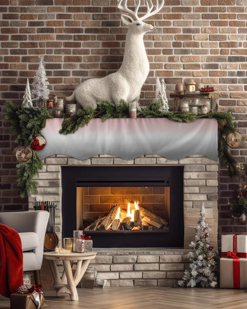 Ombre Mantle Scarf for Fireplace, Blush Pink and Gray Gradient Indoor Mantel Top Runner, 17 x 70 Inch