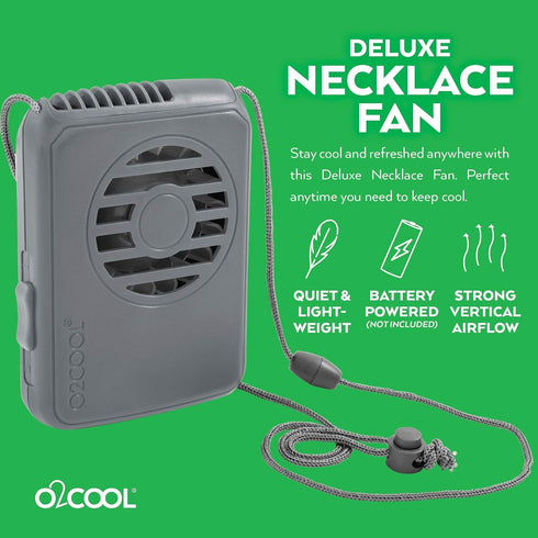 O2COOL Deluxe Personal Necklace Fan | Hands- Free, Battery Operated Wearable Mini Cooling Device for Beach, Sporting Events, Camping (2 Pack Random Colors) by O2COOL