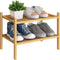 BMOSU 2-Tier Bamboo Small Shoe Rack Premium Stackable Shoe Shelf Storage Organizer