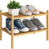 BMOSU 2-Tier Bamboo Small Shoe Rack Premium Stackable Shoe Shelf Storage Organizer