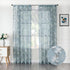 Tollpiz Blue Floral Sheer Curtains, Flower Print Vine Embroidery, 54 x 63 inches, Set of 2 Panels for Bedroom & Living