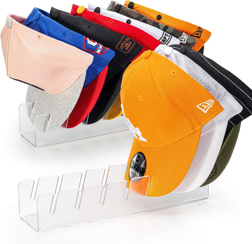 HAYVAN Hat Stand for Baseball Caps Display and Organizer - 2 Pack Holds 14 Caps, No Install Frosted Clear Acrylic