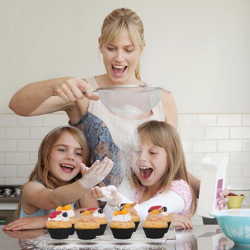 24 Pack Reusable Silicone Baking Cups, Non-stick Cupcake Liners for Party, Birthday, Halloween, Christmas (Black)
