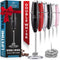 Zulay Kitchen Handheld Powerful Double Whisk Milk Frother - Foam Maker with Stand for Coffee, Latte, Matcha, Frappe,