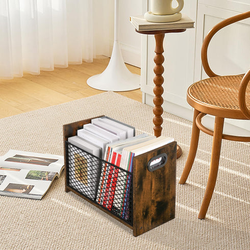 YINMIT Magazine Holder, Large Desktop Rack for Home Office, Farmhouse File Storage Basket for Magazines, Books,