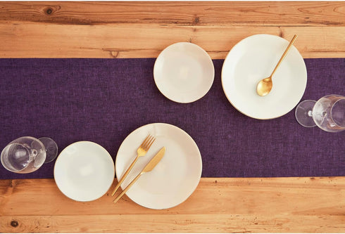 Solino Home Linen Table Runner - 100% Pure Linen Grape Table Runner 14 x 36 Inch for Dresser and Coffee Tables - Athena
