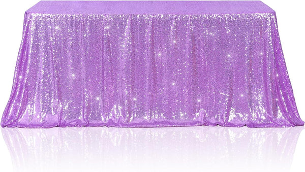 Poise3EHome Lavender Sequin Tablecloth 50×72 Inch Rectangle Sparkly Fabric Overlay for Wedding Birthday Party Decoration