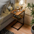 2 Simple Trending C Shaped End Table for Couch, Foldable Table with Shelf Storage, TV Tray Table for Sofa Bedside