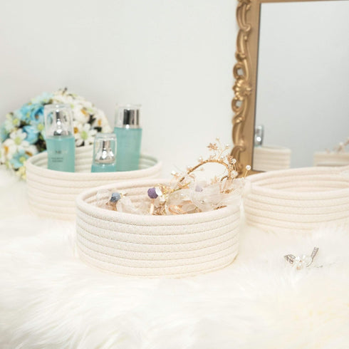 Set 3 Closet MINTWOOD Design of Cotton Rope Nesting Bowls, Small Catch All Basket, Cute Baskets and Bins for Shelves