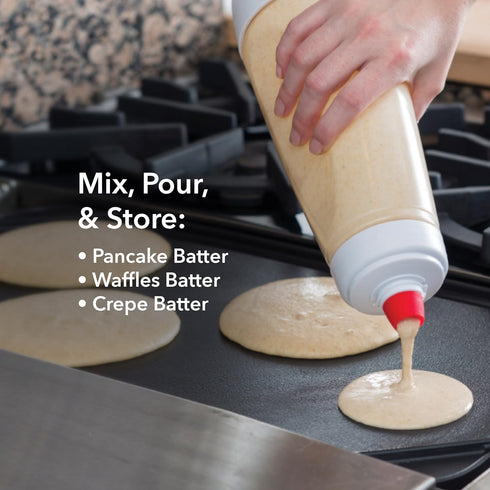 Whiskware Pancake Batter Bottle with BlenderBall Wire Whisk, Pancake Batter Dispenser Bottle for Baking Pancakes, Cupcakes, Muffins, Crepes, and More, Mint Color by Whiskware