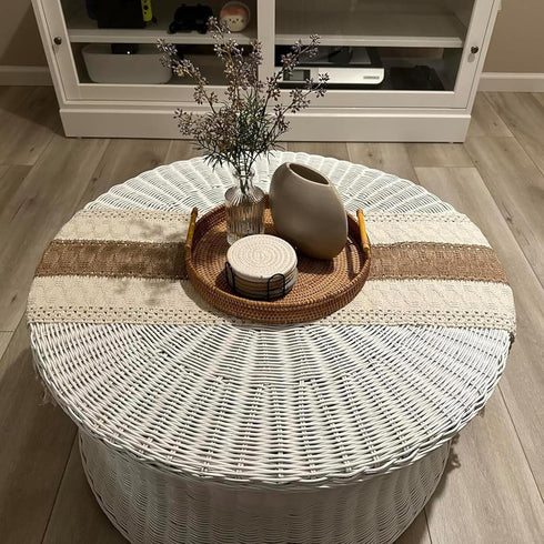 36 Inches, yuboo Boho Table Runner Short, Small Neutral Spring Table Runner Macrame Dresser Scarf for Nightstand