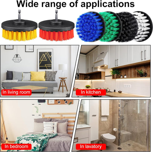Remerry Drill Brush Attachment Cleaning Kit, Multi Purpose Drill Scrubber Brush Set