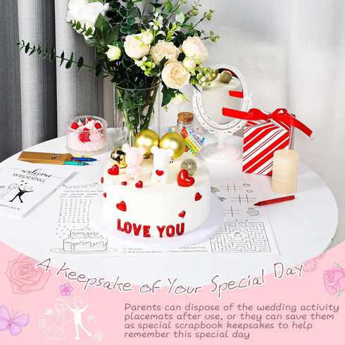 24 Set 24 24 Packaged 15.7''x11'' Pasimy Wedding Activity for Kids Including Pcs Wedding Coloring Placemats Books