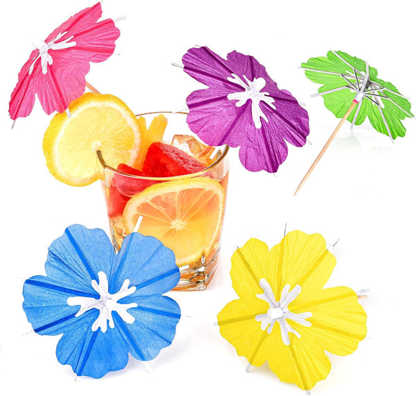 Drink Umbrellas Cocktail Picks Parasol Sticks with Wood Toothpicks for Summer Tropical Wedding Party Decor (150 Pieces)