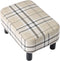 IBUYKE 16.54" Small Footstool, Linen Fabric Pouf, with Padded Seat Pine Wood
