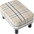 IBUYKE 16.54" Small Footstool, Linen Fabric Pouf, with Padded Seat Pine Wood