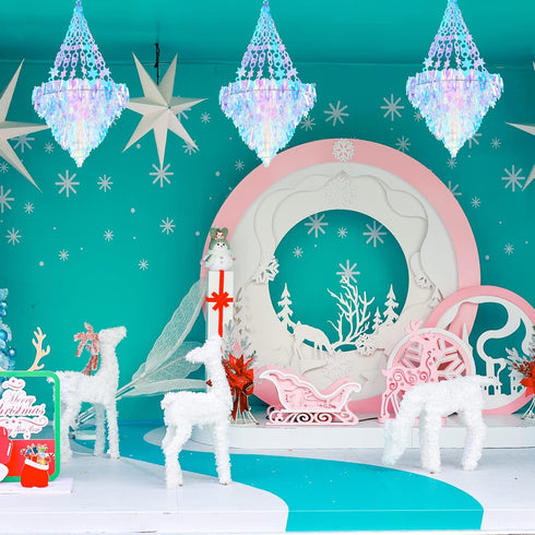 Heliltd Frozen Iridescent Chandelier Hanging Decoration Holographic Party Decoration Rainbow Film Party Supplies