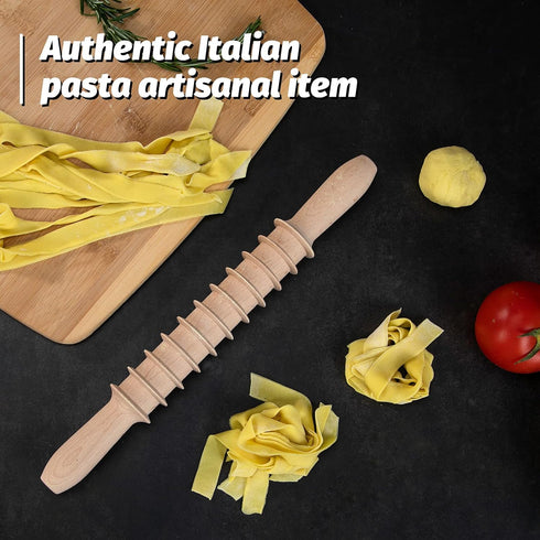 Beech Wood 14mm Pappardelle Pasta Cutter, Noodle Lattice Roller Docker Dough Cutter Kitchen Cooking Tools