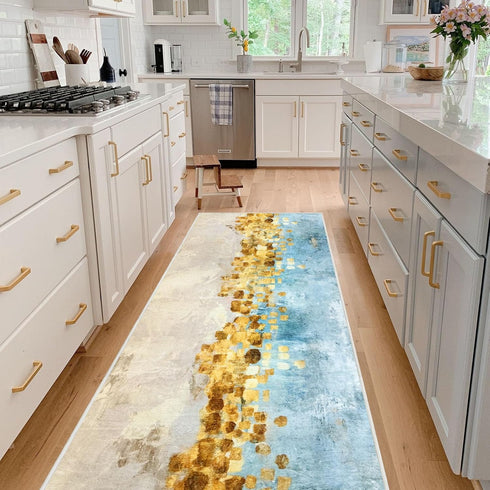 Runner Rug Washable 2x6 FT, Non Slip Abstract Carpet for Bedroom Kitchen Hallway Entryway Bathroom