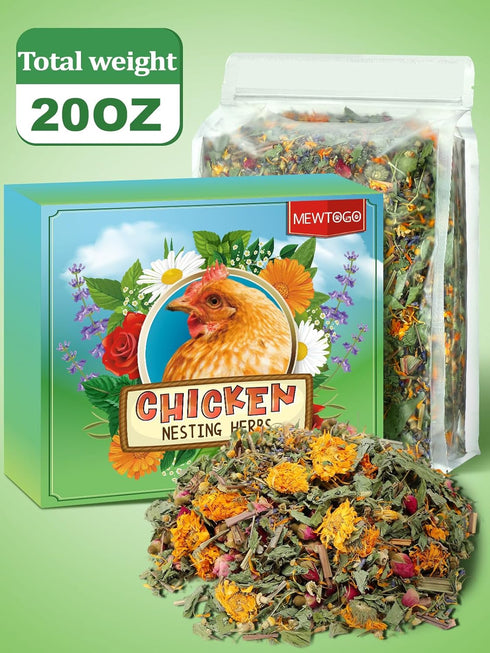 20 Oz 6 Nesting Herbs for Chicken Coop - Natural Egg-Laying Box Feed Herb in Dried Flowers for Freshening Bedding