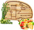 RV Cutting Board, Retro Happy Camper Bamboo Wood Chopping Board - Perfect Funny Serving Tray for Vegetables, Fruit,