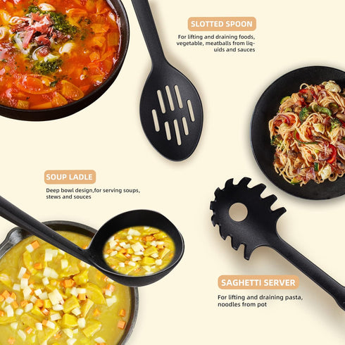 Kitchen Utensils Set, 11 Pcs Nylon Non-Stick Cooking Tools, 410°F Heat Resistant, BPA Free