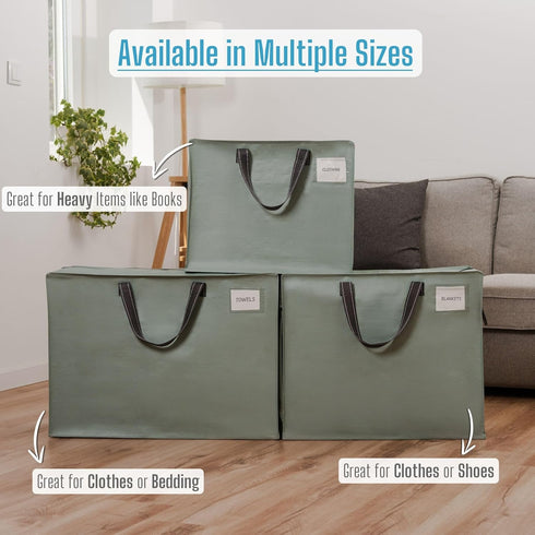 VENO 4 Pack Storage Moving Bags, Sturdy Organizer Bag with Zipper for Clothes and Bedding