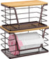 2 Pack 4-13 ALOCEO Stackable Wire Storage Basket with Bamboo Lip, Trash Bag Dispenser Under Sink for Gal Bags, Kitchen