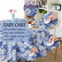 uxcell Waterproof Vinyl Round Tablecloth 60" Dia, Blue Flower Pattern for Wedding/Restaurant/Parties